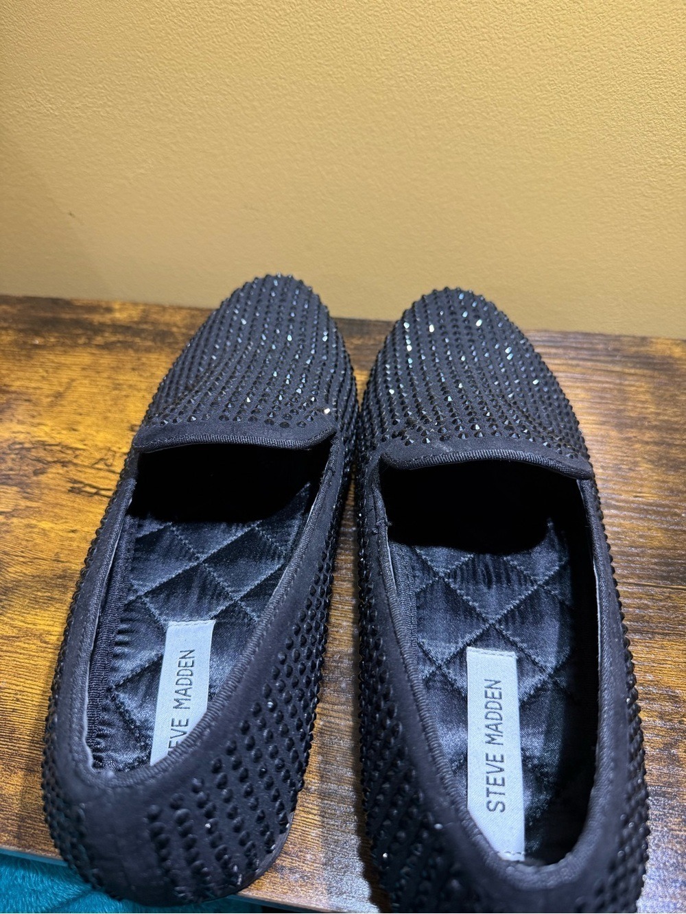 Steve Madden Black Studded Slip-On Loafers - Picture 3 of 6